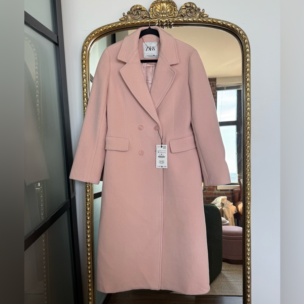 Zara Women's Soft Pink Wool Coat